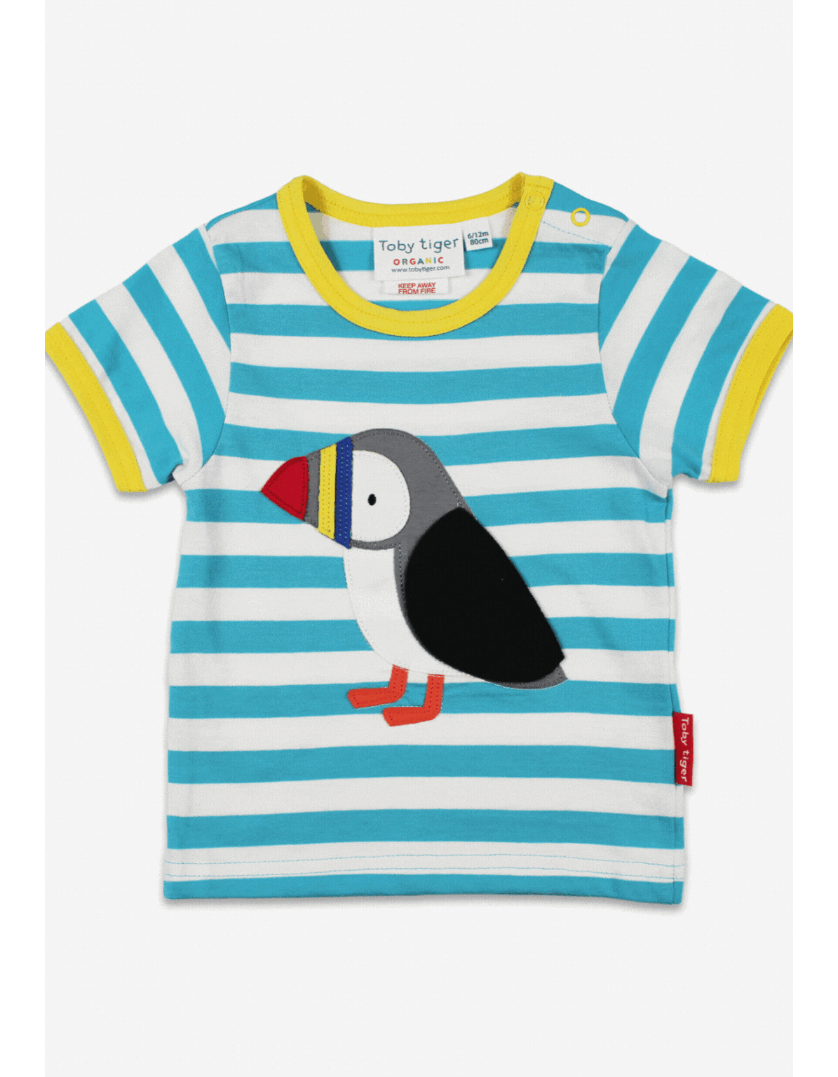 Bio-Baumwoll Kinder Shirt kurzarm mit Papageientaucher-Applikation