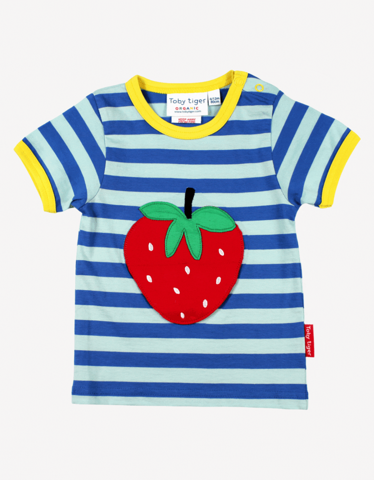 Bio-Baumwoll Kinder Shirt kurzarm mit Erdbeer-Applikation