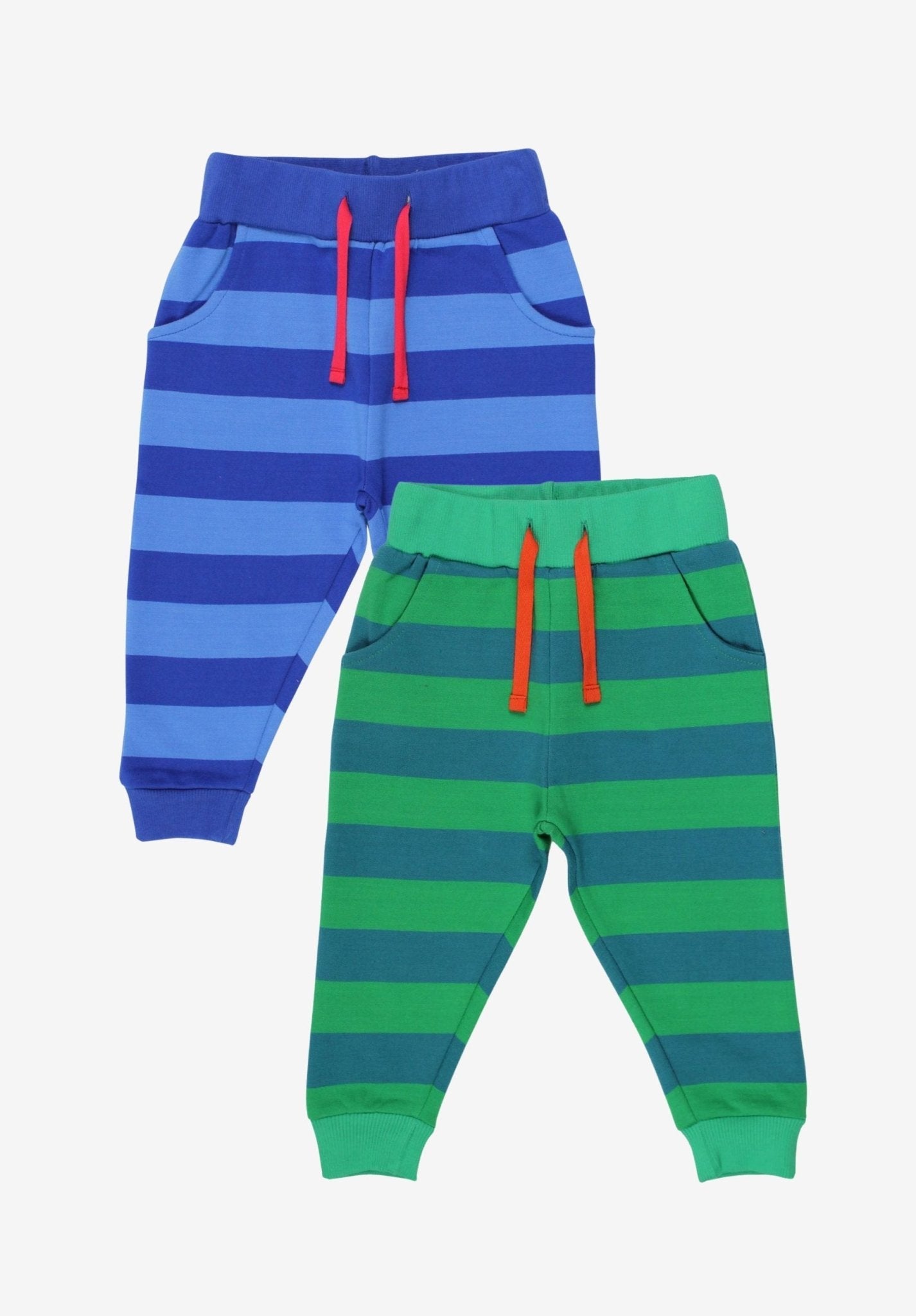 Bio - Kinder - Sweathosen - Set mit Streifen – Blau & Grün - Toby Tiger GmbH