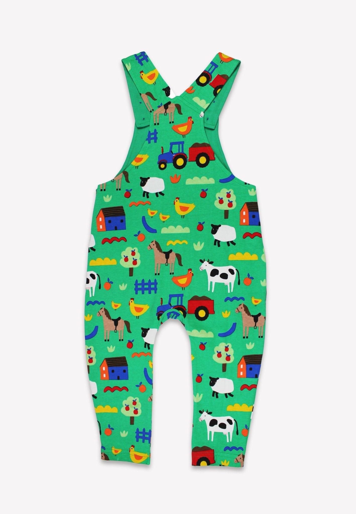 Bio - Baumwoll Kinder Latzhose mit Bauernhof - Druck - Toby Tiger GmbH