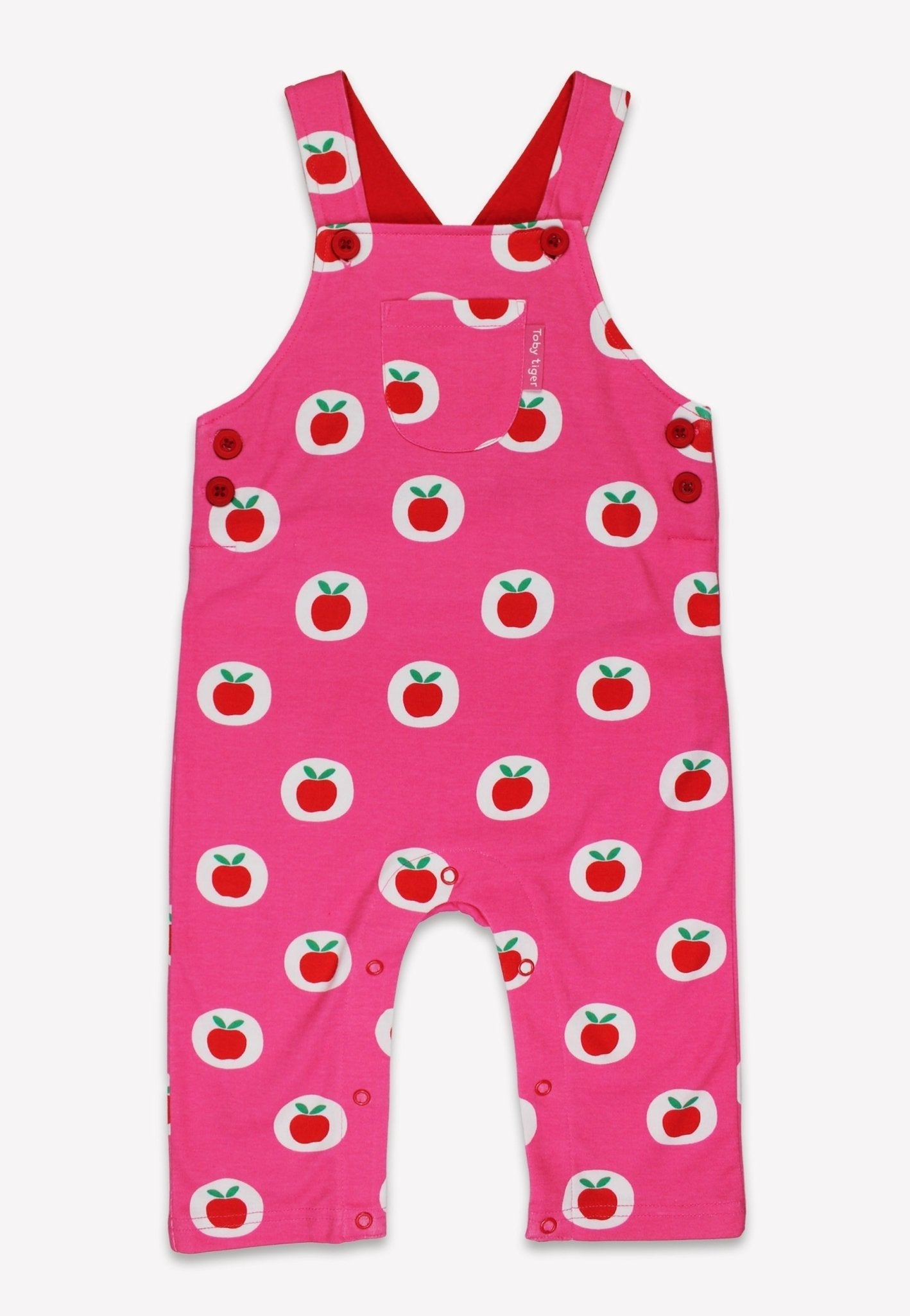 Bio - Baumwoll Kinder Latzhose mit Apfel - Druck - Toby Tiger GmbH