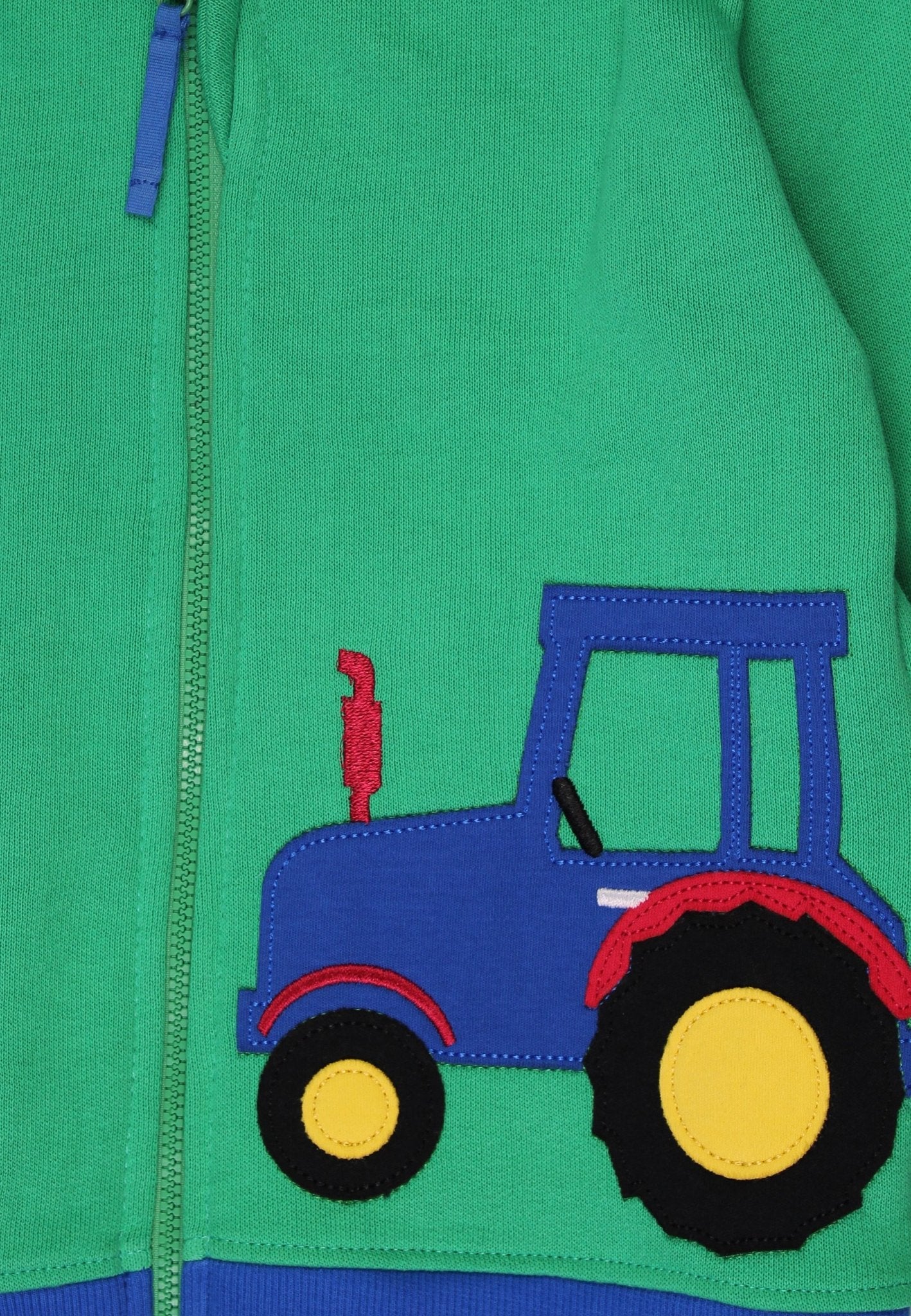 Bio - Baumwoll Kinder Sweatjacke mit Kapuze und Bauernhof - Applikation - Toby Tiger GmbH