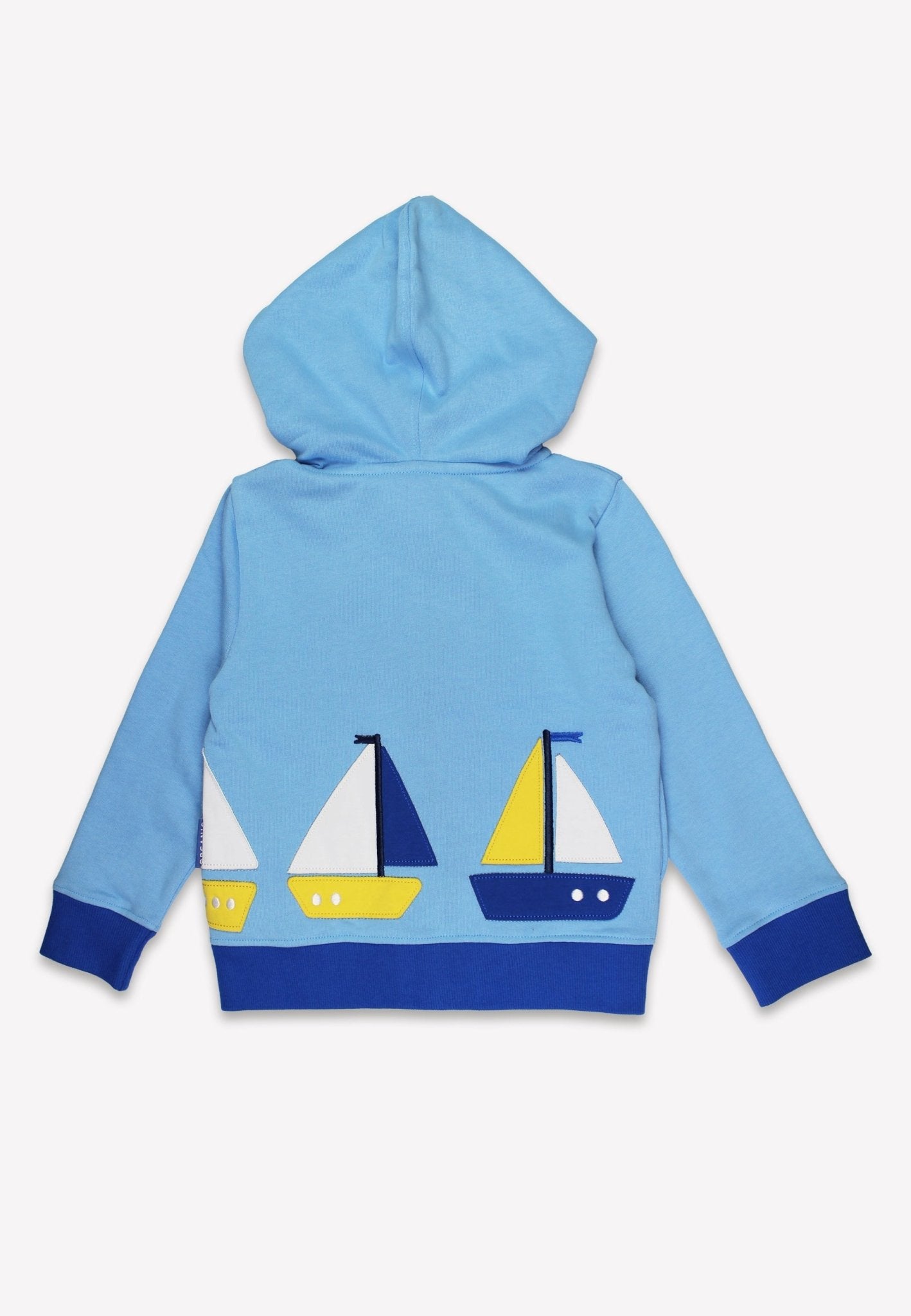 Bio - Baumwoll Kinder Sweatjacke mit Kapuze und Segelboot - Applikation - Toby Tiger GmbH