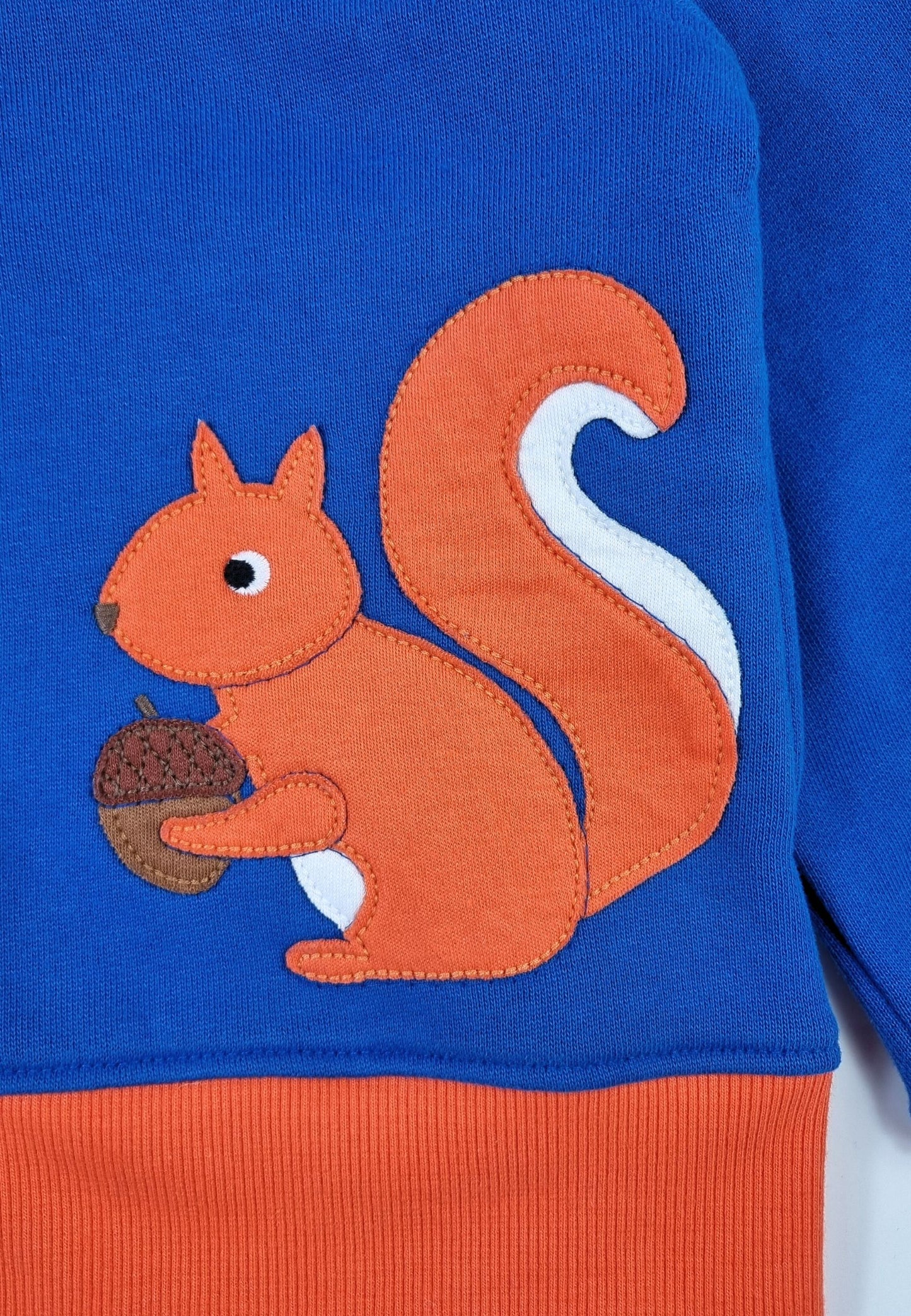 Bio-Baumwoll Kinder Sweatjacke mit Kapuze und mit Eichhörnchen-Applikation
