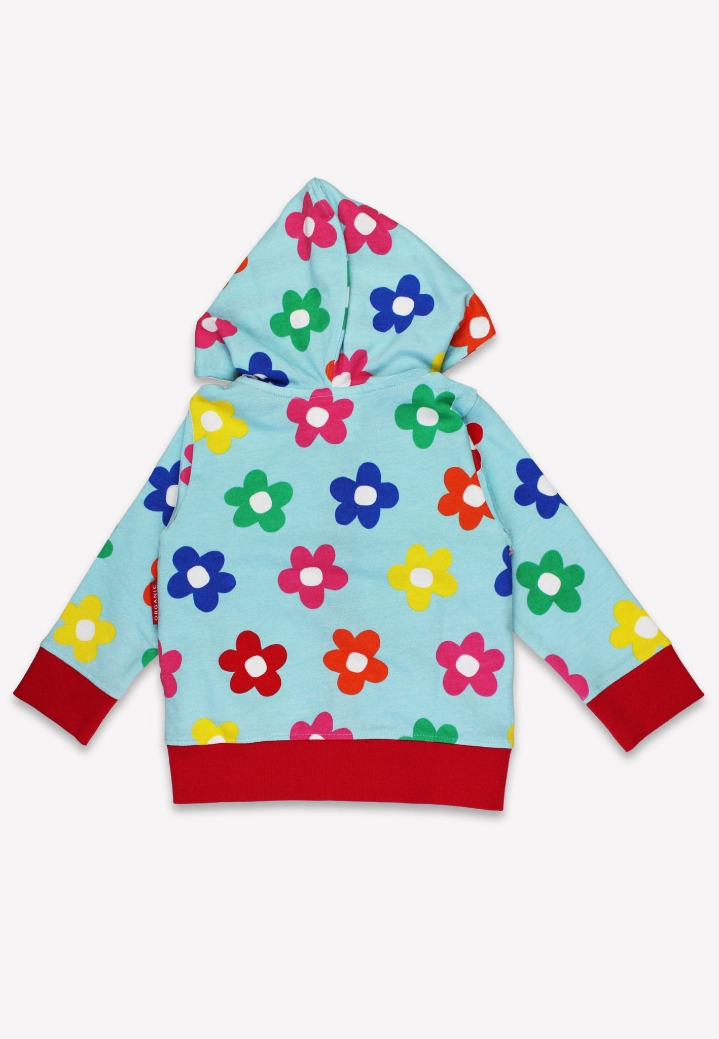 Bio - Baumwoll Kinder Sweatjacke mit Kapuze und Regenbogenblumen - Druck - Toby Tiger GmbH