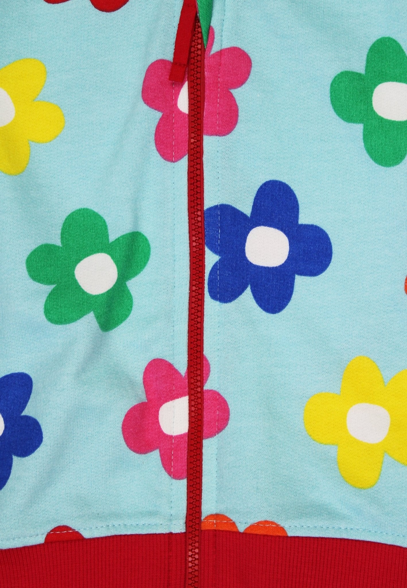 Bio - Baumwoll Kinder Sweatjacke mit Kapuze und Regenbogenblumen - Druck - Toby Tiger GmbH