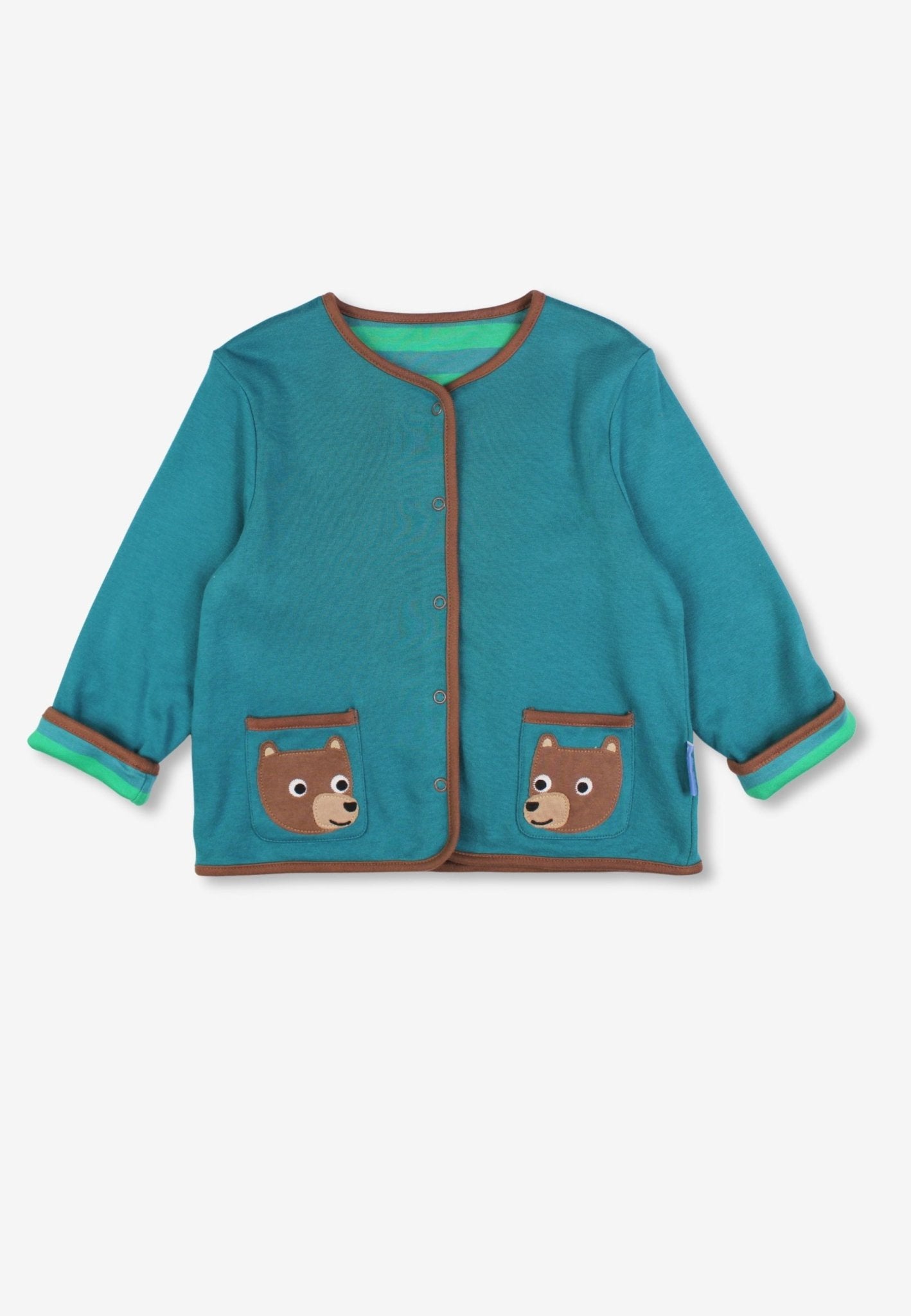 Bio - Baumwoll Kinder Jacke zum Wenden mit Bären - Applikationen - Toby Tiger GmbH