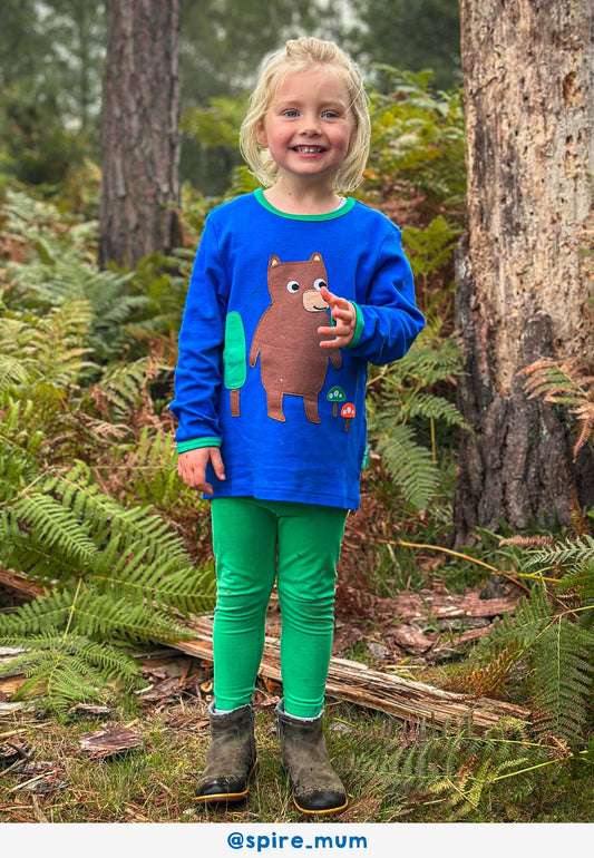 Bio-Baumwoll Kinder Langarmshirt mit Bären-Applikation