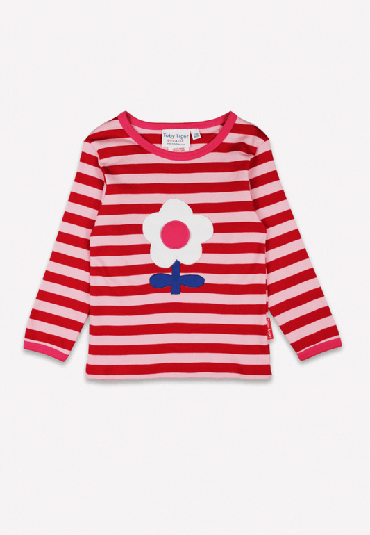 Bio-Baumwoll Kinder Shirt langarm mit Blumen-Applikation