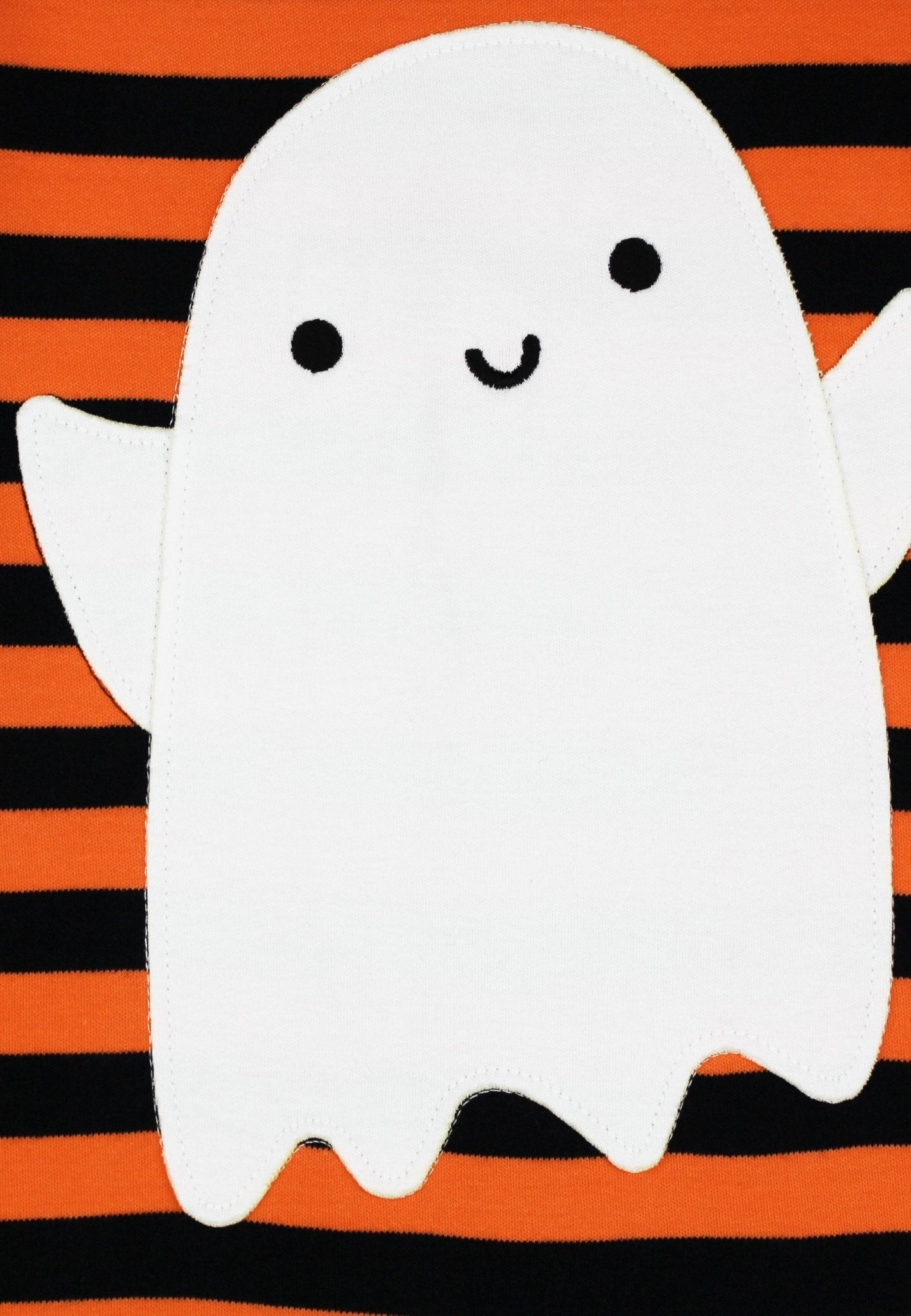 Bio - Baumwoll Kinder Langarmshirt, gestreift mit Gespenster - Applikation - Toby Tiger GmbH