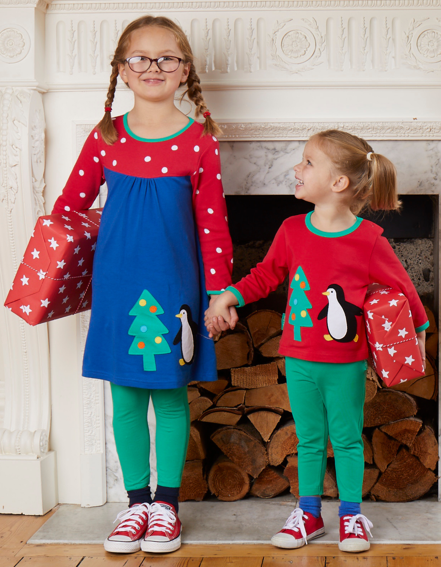 Bio-Baumwoll Kinder Shirt langarm mit Weihnachts-Applikation