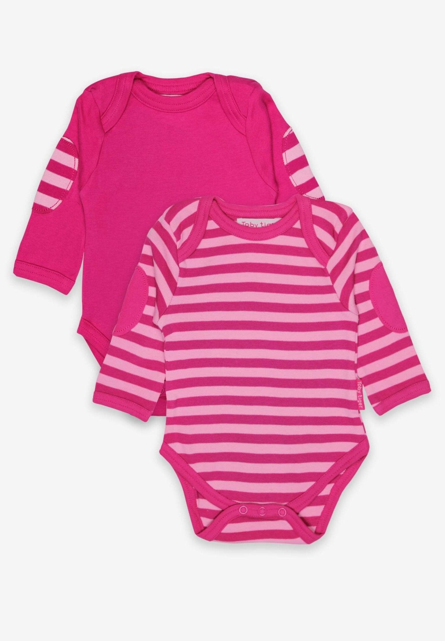 Langarm Baby Bodys in Rot und rosa gestreift aus Bio Baumwolle im Doppelpack - Toby Tiger GmbH