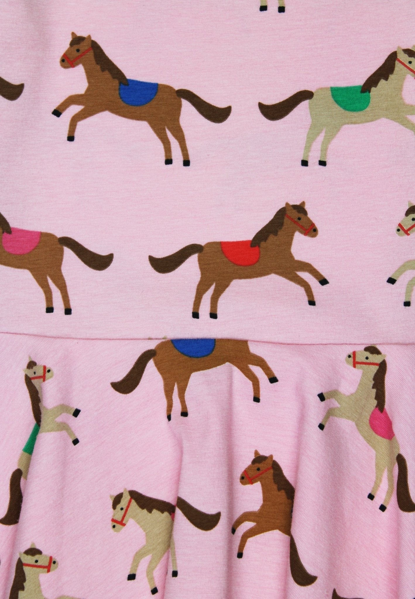 Bio - Baumwoll Kinder Langarm Skaterkleid, Rosa mit Pferde - Druck - Toby Tiger GmbH