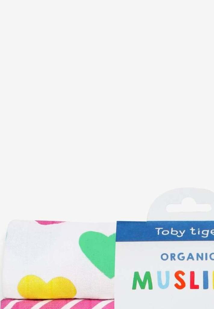 Mullwindeln aus Bio Baumwolle im Doppelpack mit Herz Print - Toby Tiger GmbH