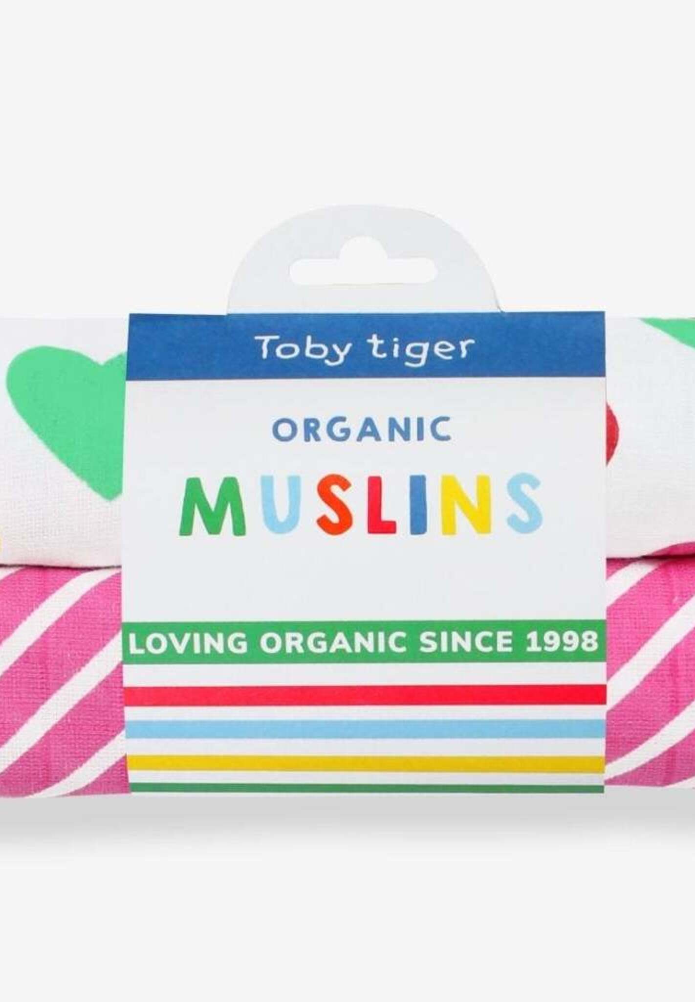 Mullwindeln aus Bio Baumwolle im Doppelpack mit Herz Print - Toby Tiger GmbH