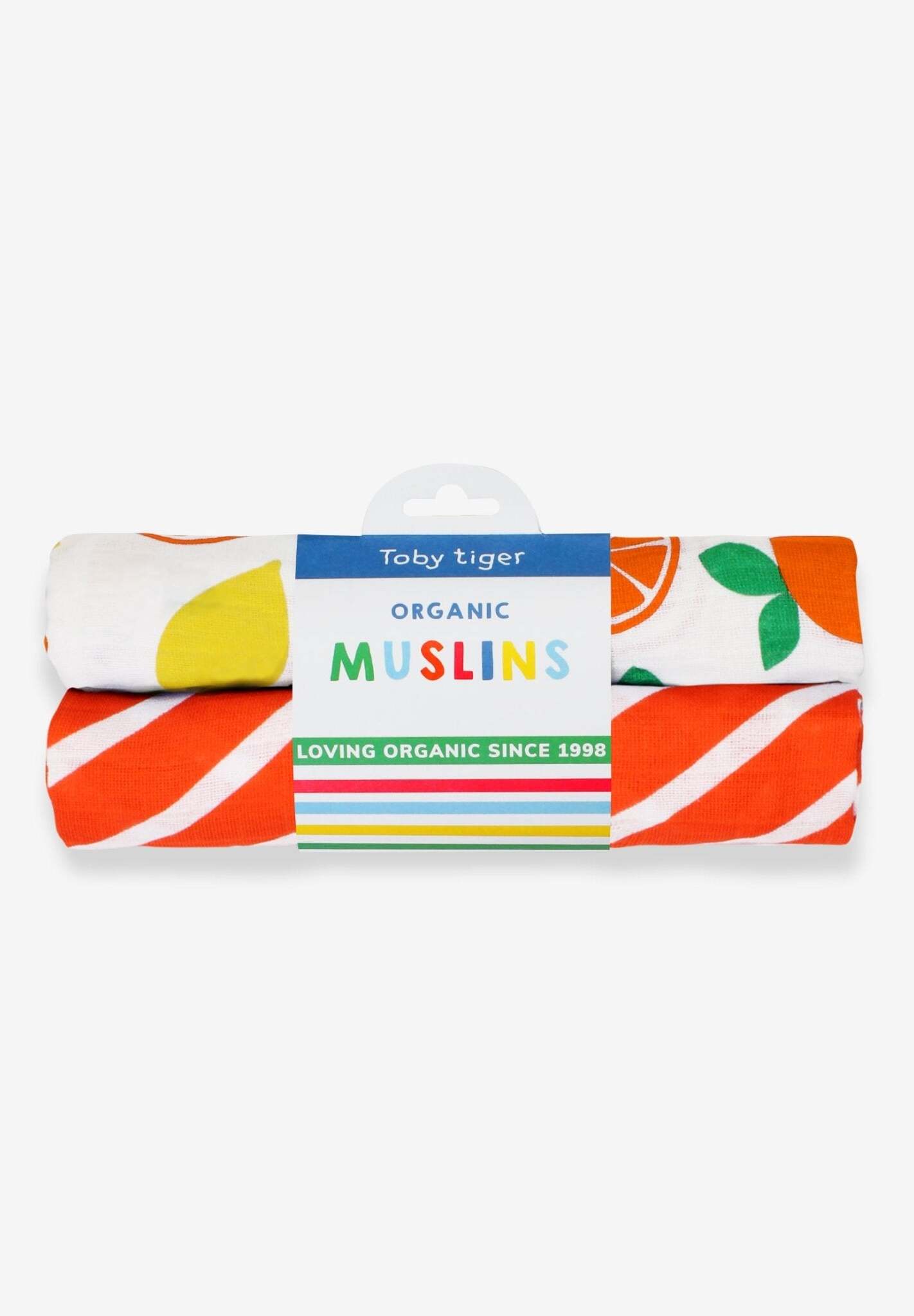 Mullwindeln aus Bio Baumwolle im Doppelpack mit Orangen Zitronen Print - Toby Tiger GmbH