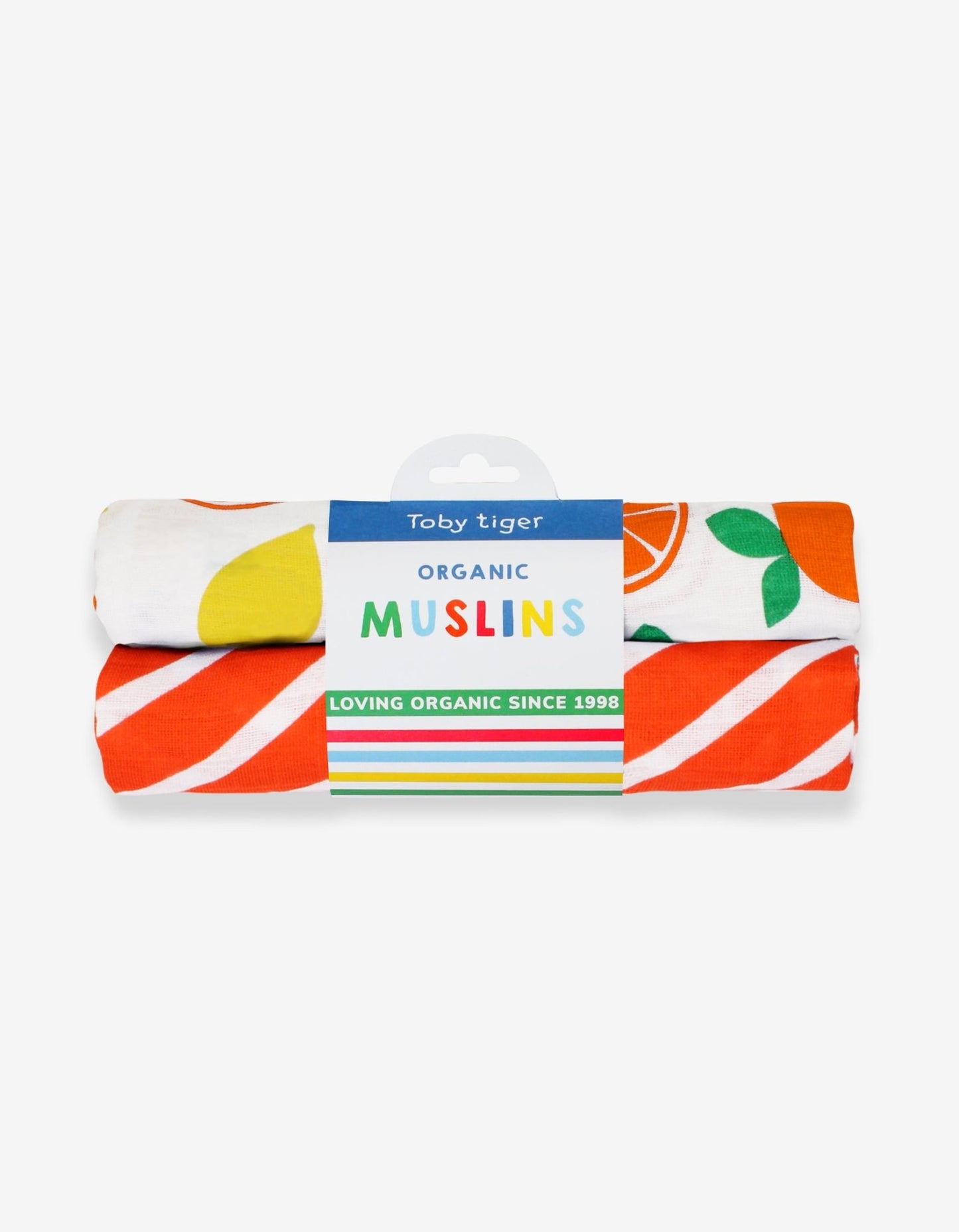Mullwindeln aus Bio Baumwolle im Doppelpack mit Orangen Zitronen Print - Toby Tiger GmbH Retail