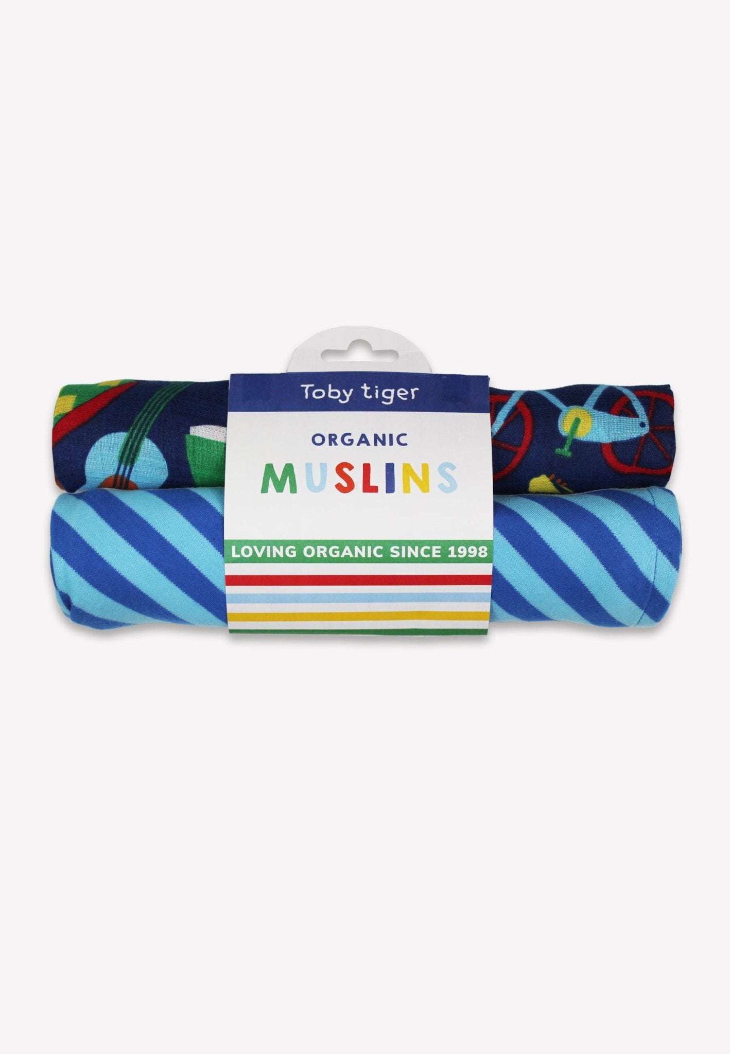 Bio - Baumwoll Baby Musselintücher 2 - er Pack mit Geschenke - Druck - Toby Tiger GmbH