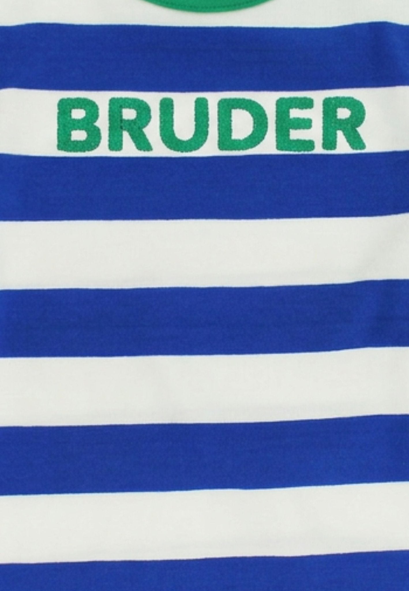 Bio - Baumwoll Baby Schlafanzug einteilig blau - gestreift mit Bruder - Applikation - Toby Tiger GmbH