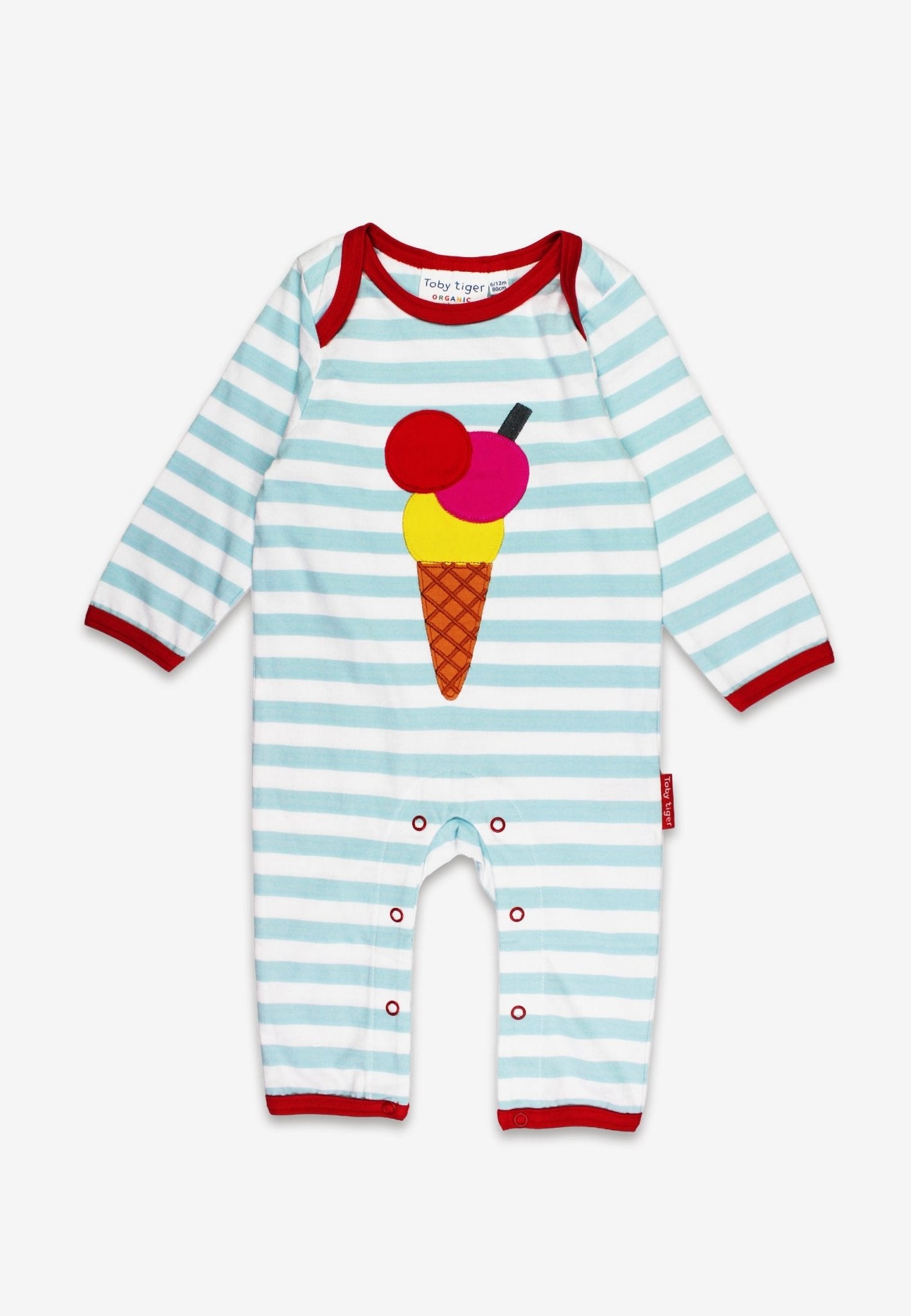 Bio - Baumwoll Baby Strampler mit Eiswaffel - Applikation - Toby Tiger GmbH