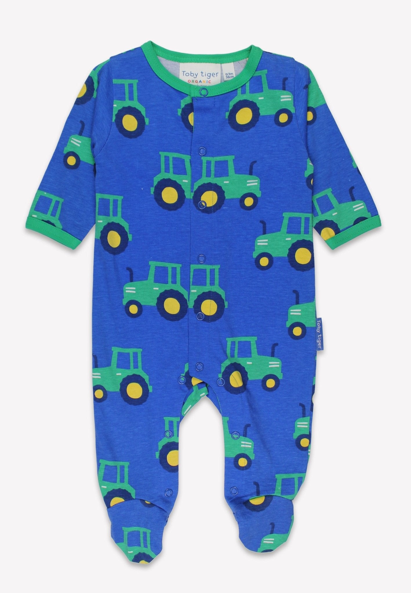 Bio - Baumwoll Baby Schlafanzug einteilig mit Traktor - Druck - Toby Tiger GmbH