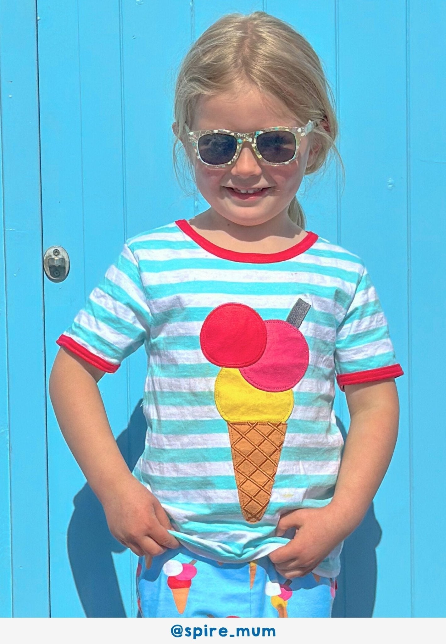 Bio - Baumwoll Kinder Shirt kurzarm mit Eiswaffel - Applikation - Toby Tiger GmbH