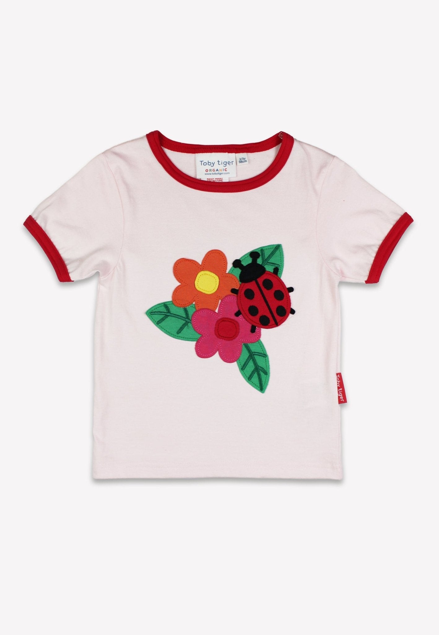 Bio - Baumwoll Kinder Shirt kurzarm mit Marienkäfer - Applikation - Toby Tiger GmbH