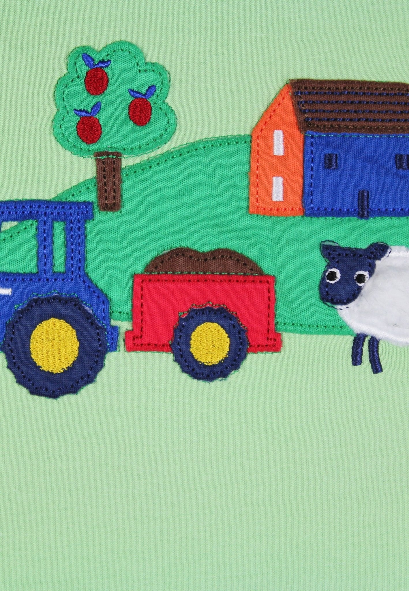 Bio - Baumwoll Kinder Shirt kurzarm mit Bauernhof - Applikation - Toby Tiger GmbH