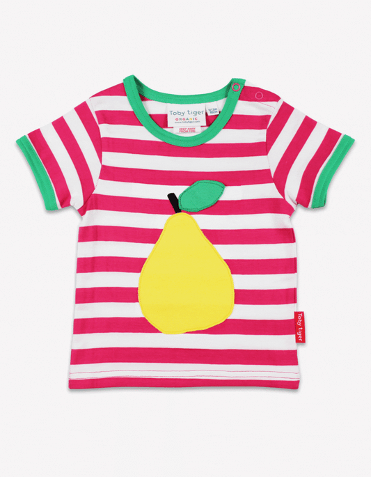 Bio-Baumwoll Kinder Shirt kurzarm mit Birnen-Applikation