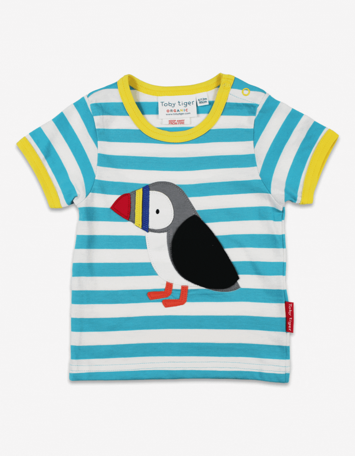 Bio-Baumwoll Kinder Shirt kurzarm mit Papageientaucher-Applikation