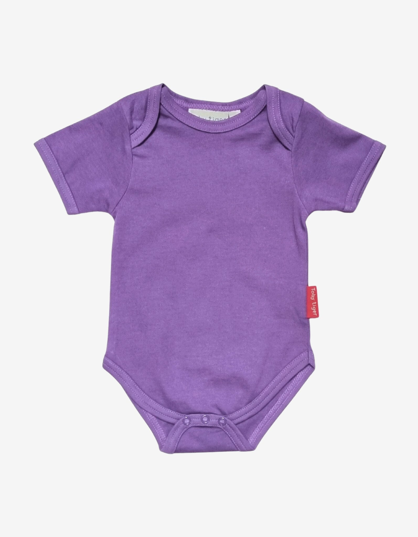 Baby bodysuit made of organic cotton in purple, plain Toby Tiger