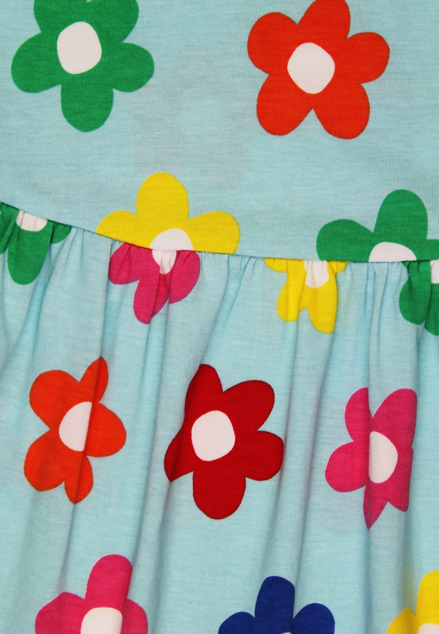 Bio - Baumwoll Kinder Sommerkleid mit Regenbogenblumen - Druck - Toby Tiger GmbH