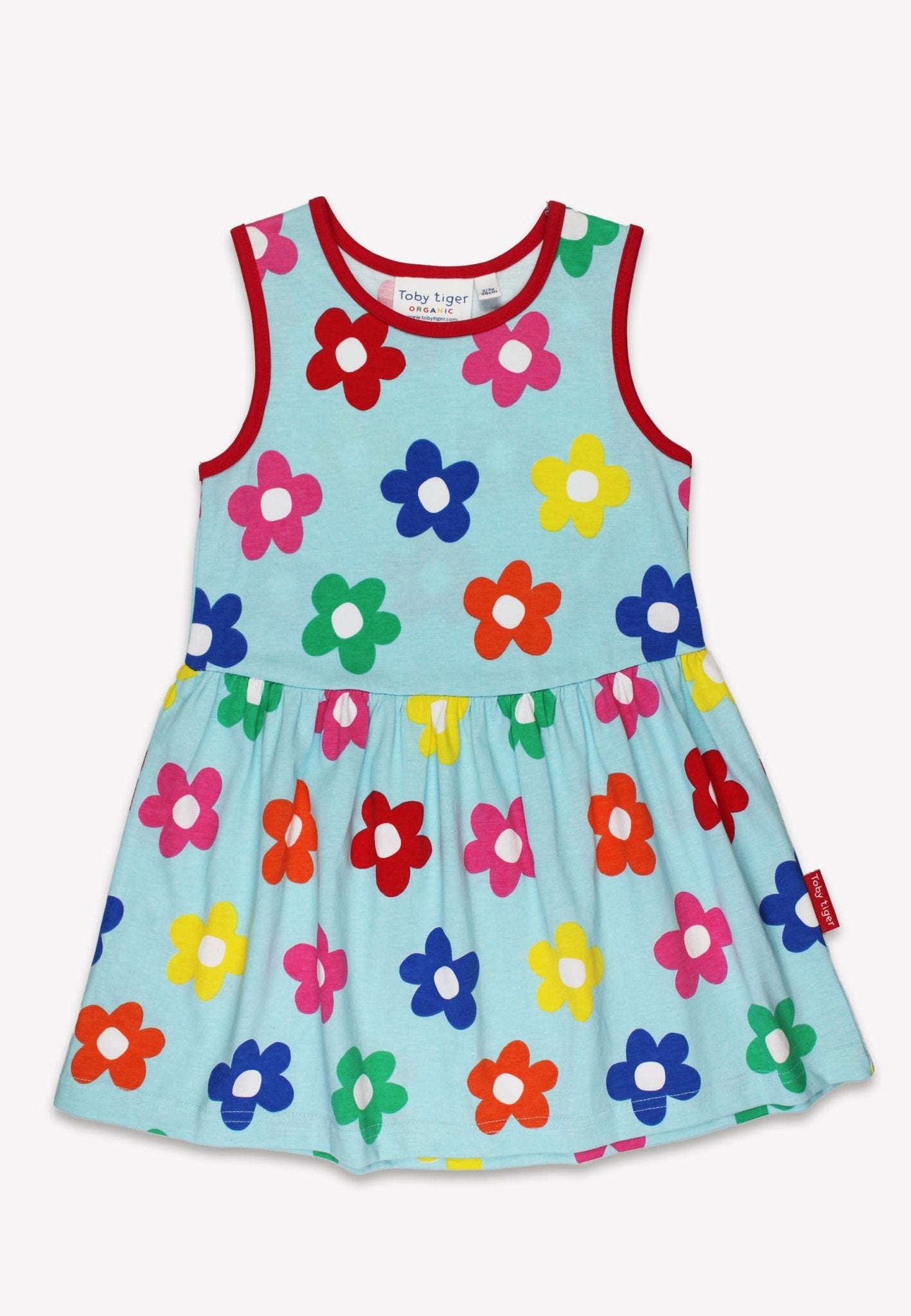 Bio - Baumwoll Kinder Sommerkleid mit Regenbogenblumen - Druck - Toby Tiger GmbH