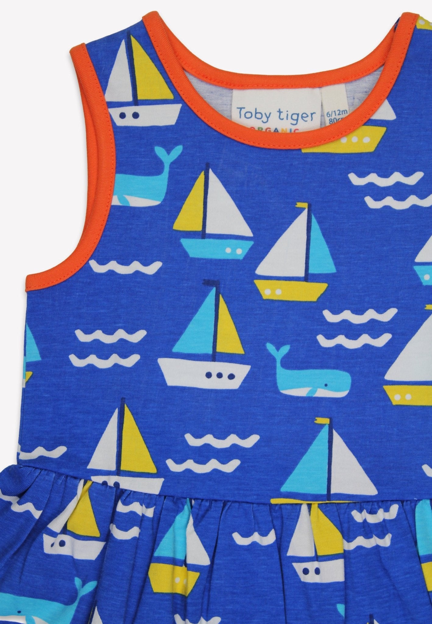 Bio - Baumwoll Kinder Sommerkleid mit Segelboote - Druck - Toby Tiger GmbH
