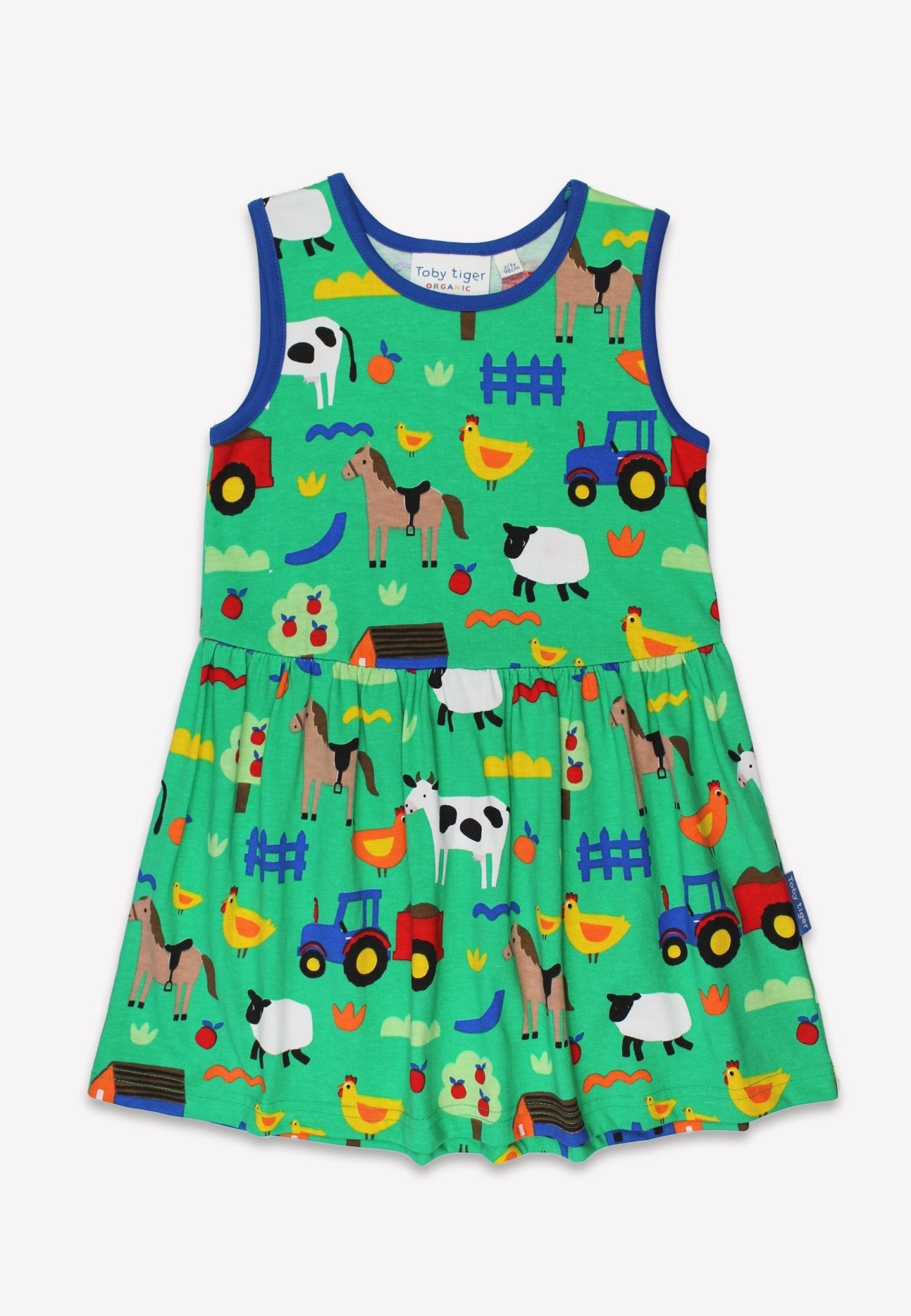 Bio - Baumwoll Kinder Sommerkleid mit Bauernhof - Druck - Toby Tiger GmbH