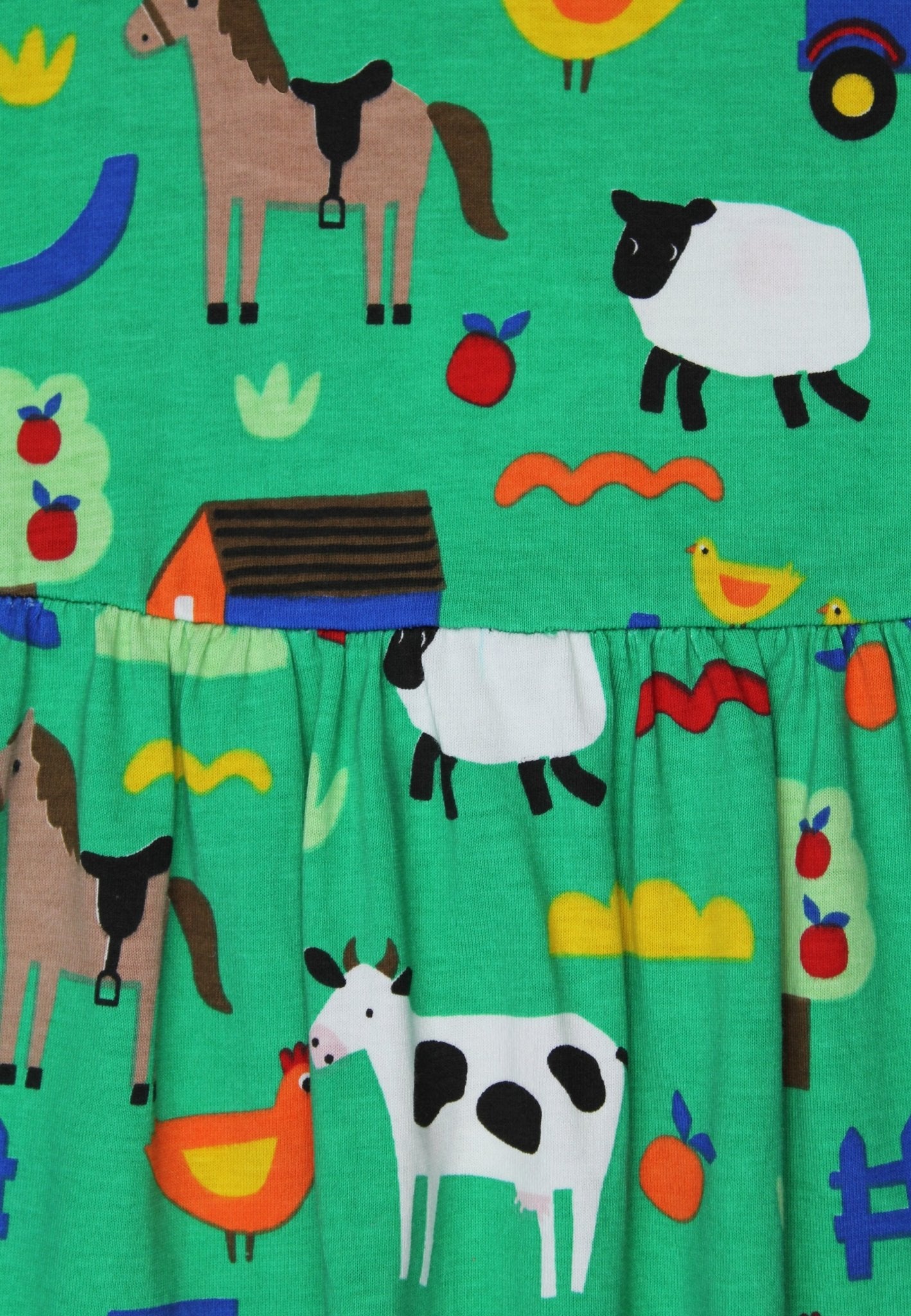 Bio - Baumwoll Kinder Sommerkleid mit Bauernhof - Druck - Toby Tiger GmbH