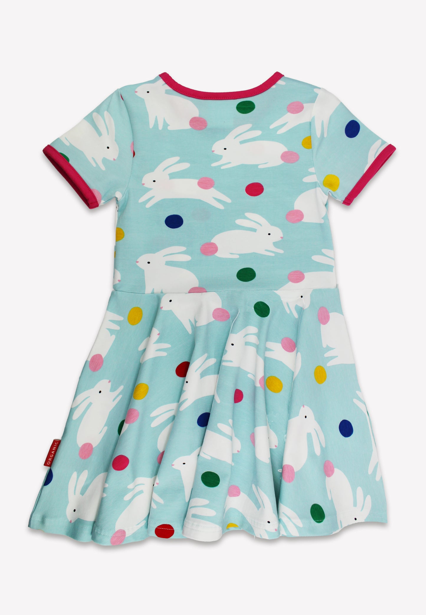 Bio-Baumwoll Kinder Skaterkleid kurzarm mit Hasenparty-Druck