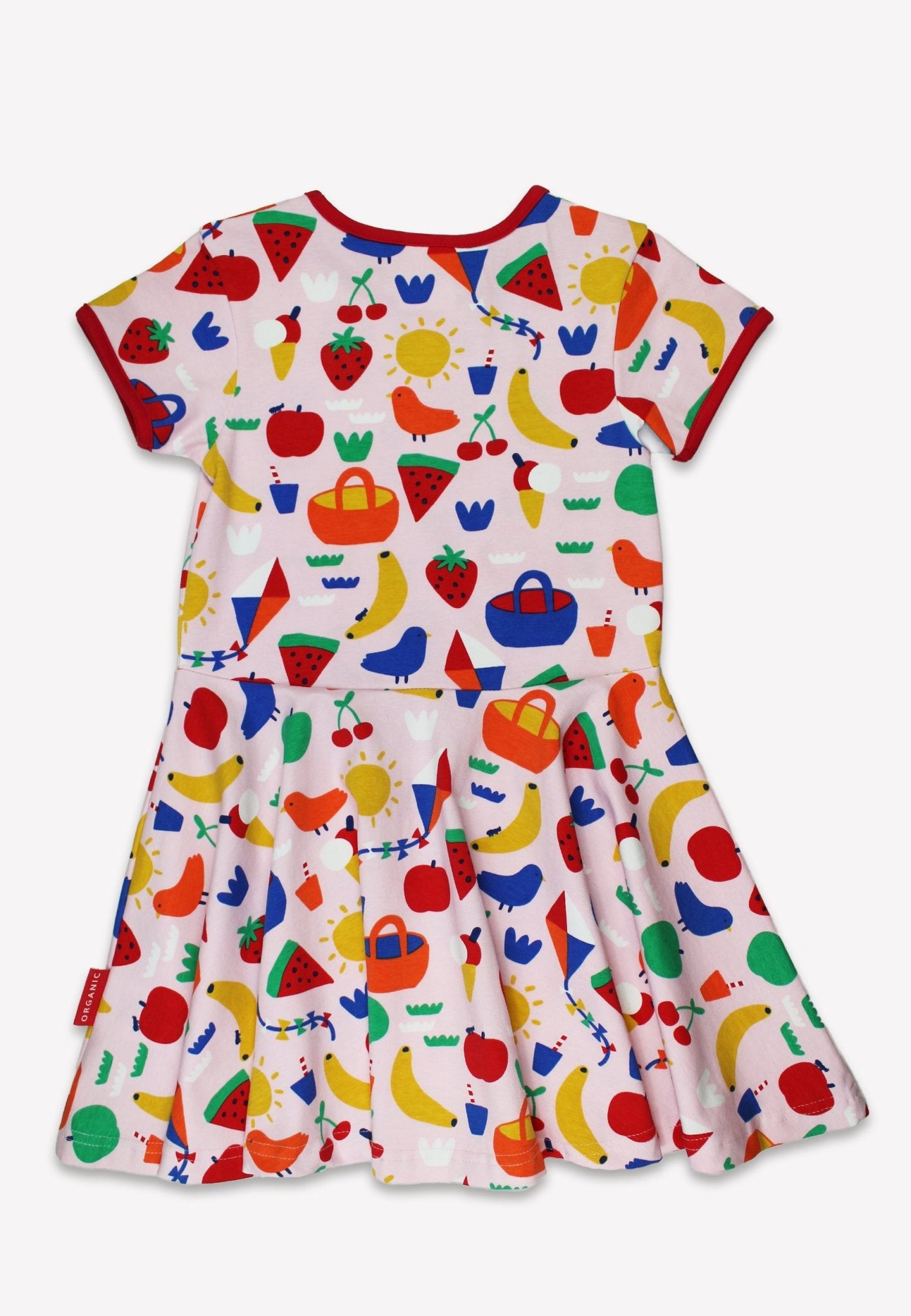 Bio - Baumwoll Kinder Skaterkleid kurzarm mit Picknick - Druck - Toby Tiger GmbH