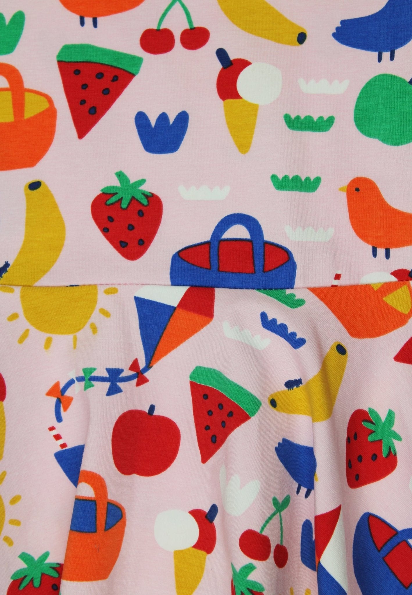 Bio - Baumwoll Kinder Skaterkleid kurzarm mit Picknick - Druck - Toby Tiger GmbH