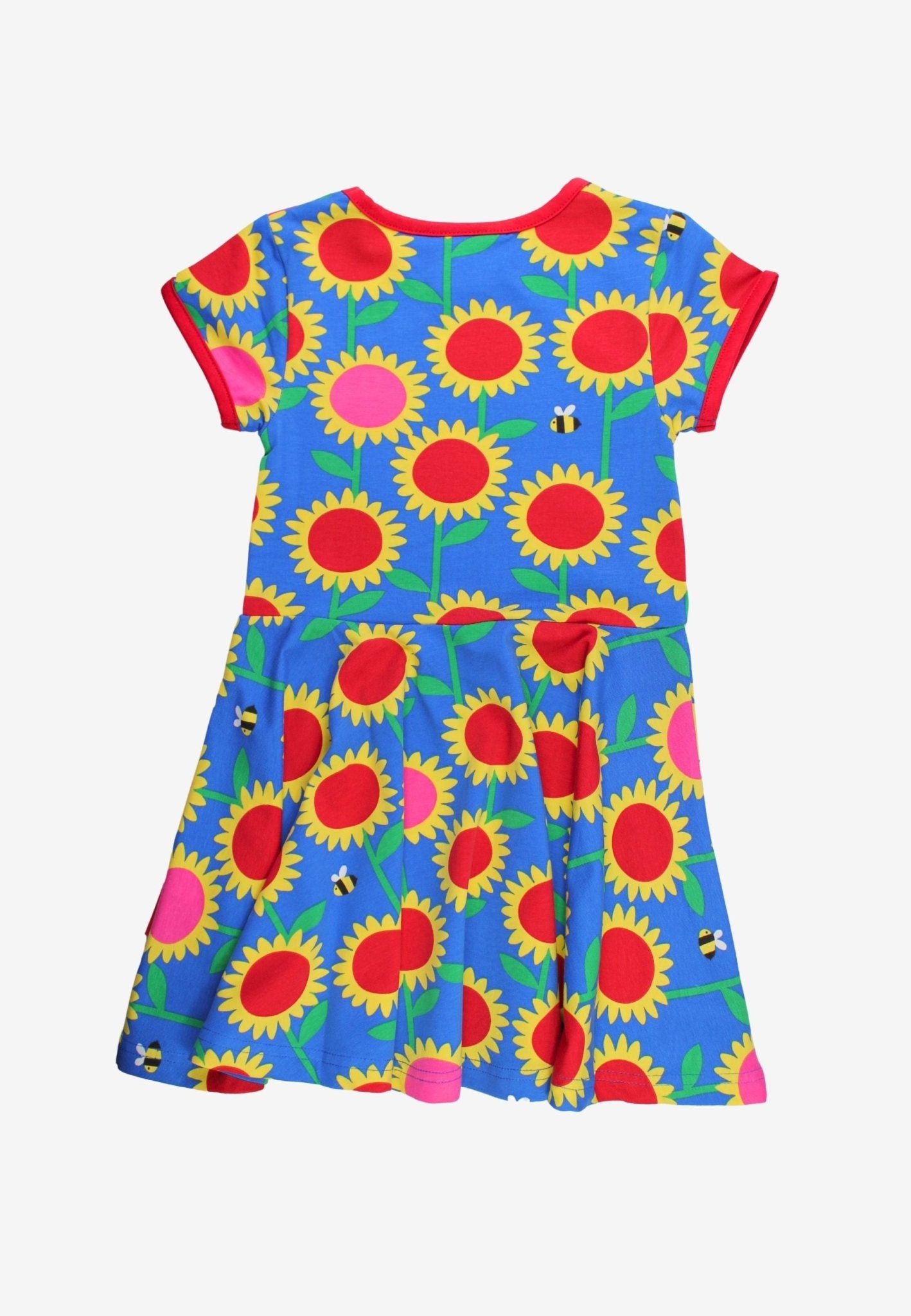 Bio - Baumwoll Kinder Skaterkleid kurzarm mit Sonnenblumen - Meer - Druck - Toby Tiger GmbH