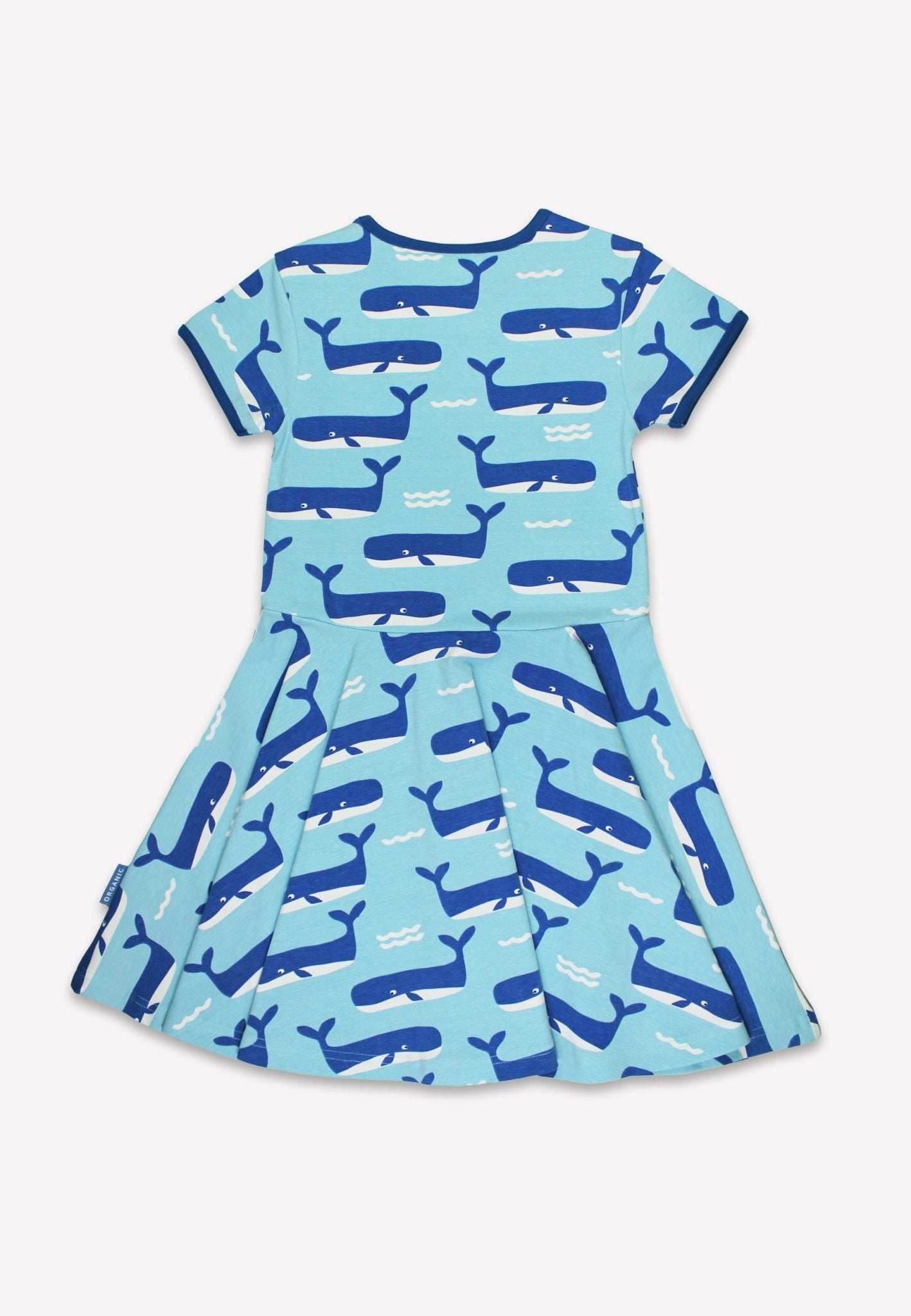 Bio - Baumwoll Kinder Skaterkleid kurzarm mit Wal - und Wellen - Druck - Toby Tiger GmbH