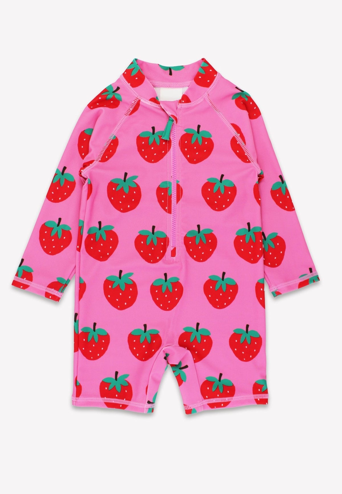 Baby Badeanzug langarm mit Erdbeer-Druck, UV-Schutz UPF 50+