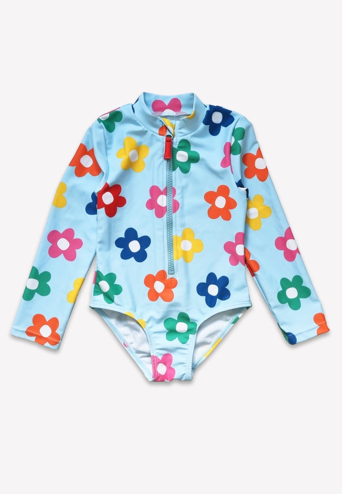 Kinder Badeanzug langarm mit Regenbogenblumen - Druck, UV - Schutz UPF 50+ - Toby Tiger GmbH