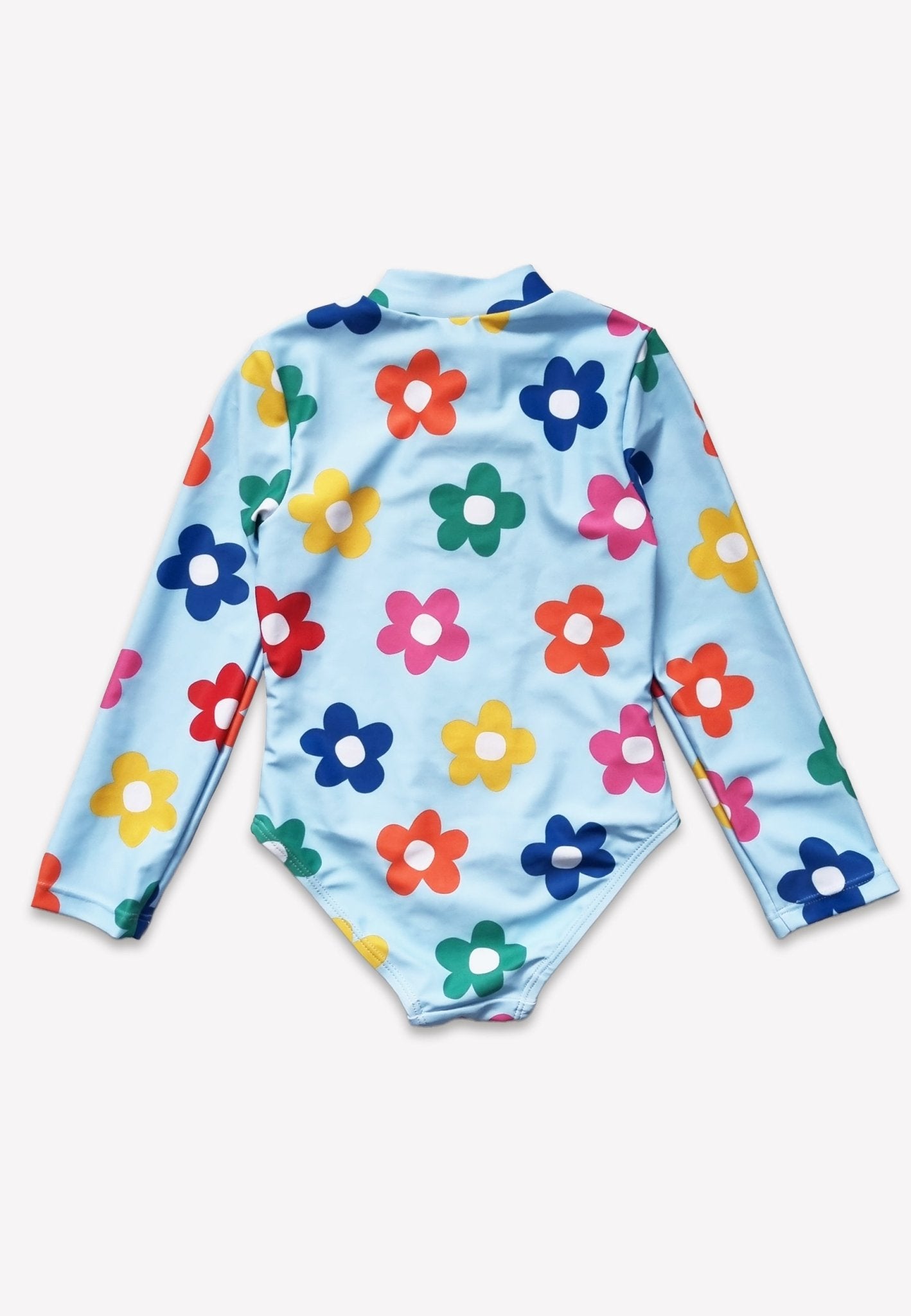 Kinder Badeanzug langarm mit Regenbogenblumen - Druck, UV - Schutz UPF 50+ - Toby Tiger GmbH