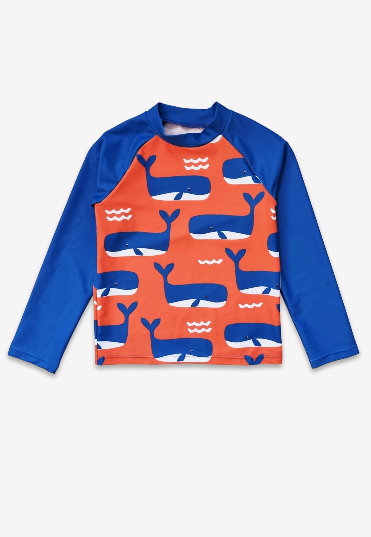 Kinder Badeshirt langarm mit Wal und Wellen - Druck, UV - Schutz UPF 50+ - Toby Tiger GmbH