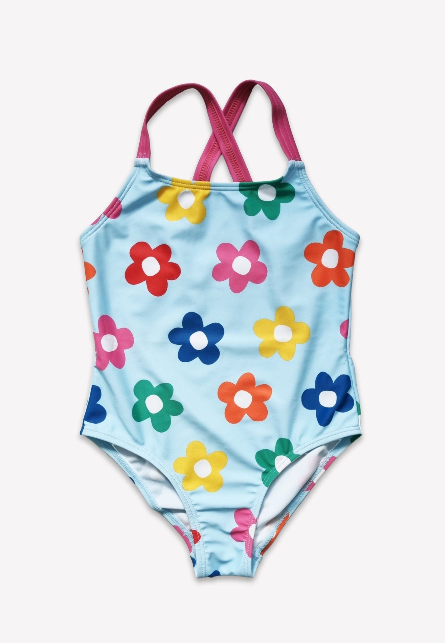 Kinder Badeanzug mit Regenbogenblumen - Druck, UV - Schutz UPF 50+ - Toby Tiger GmbH