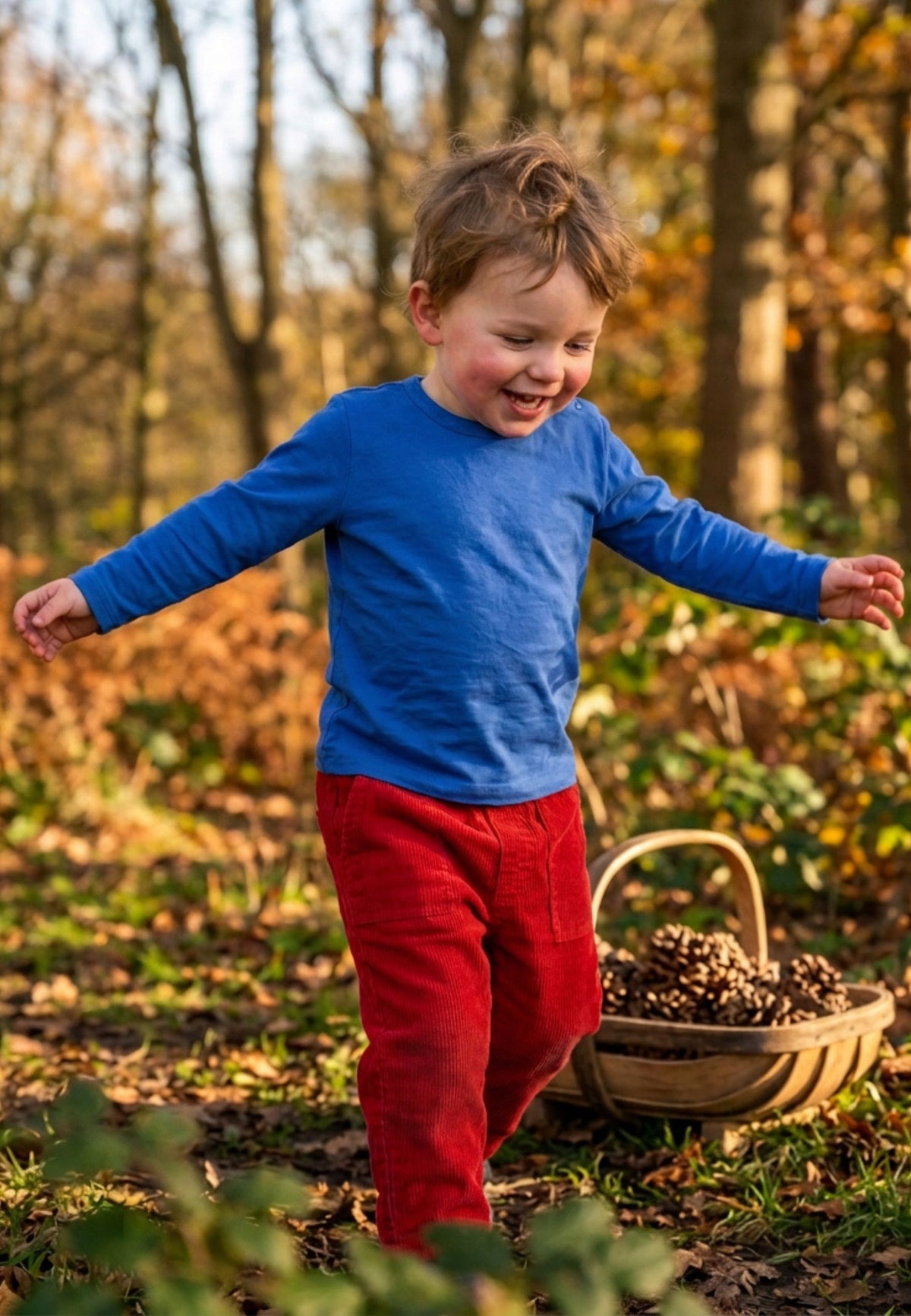 Organic Cotton Kids' Corduroy Trousers in Red