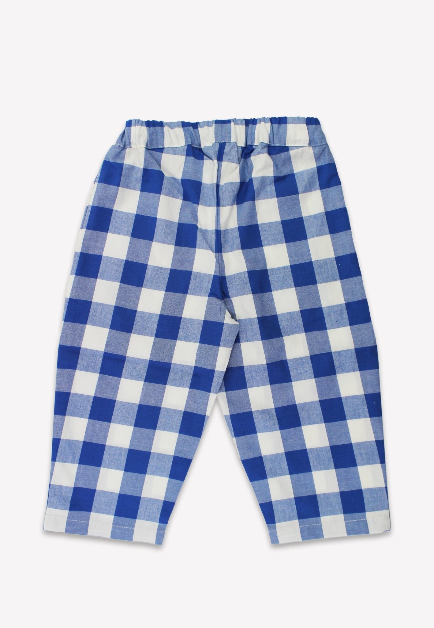 Bio - Baumwoll Kinder Hose mit blauem großkarierten - Muster - Toby Tiger GmbH