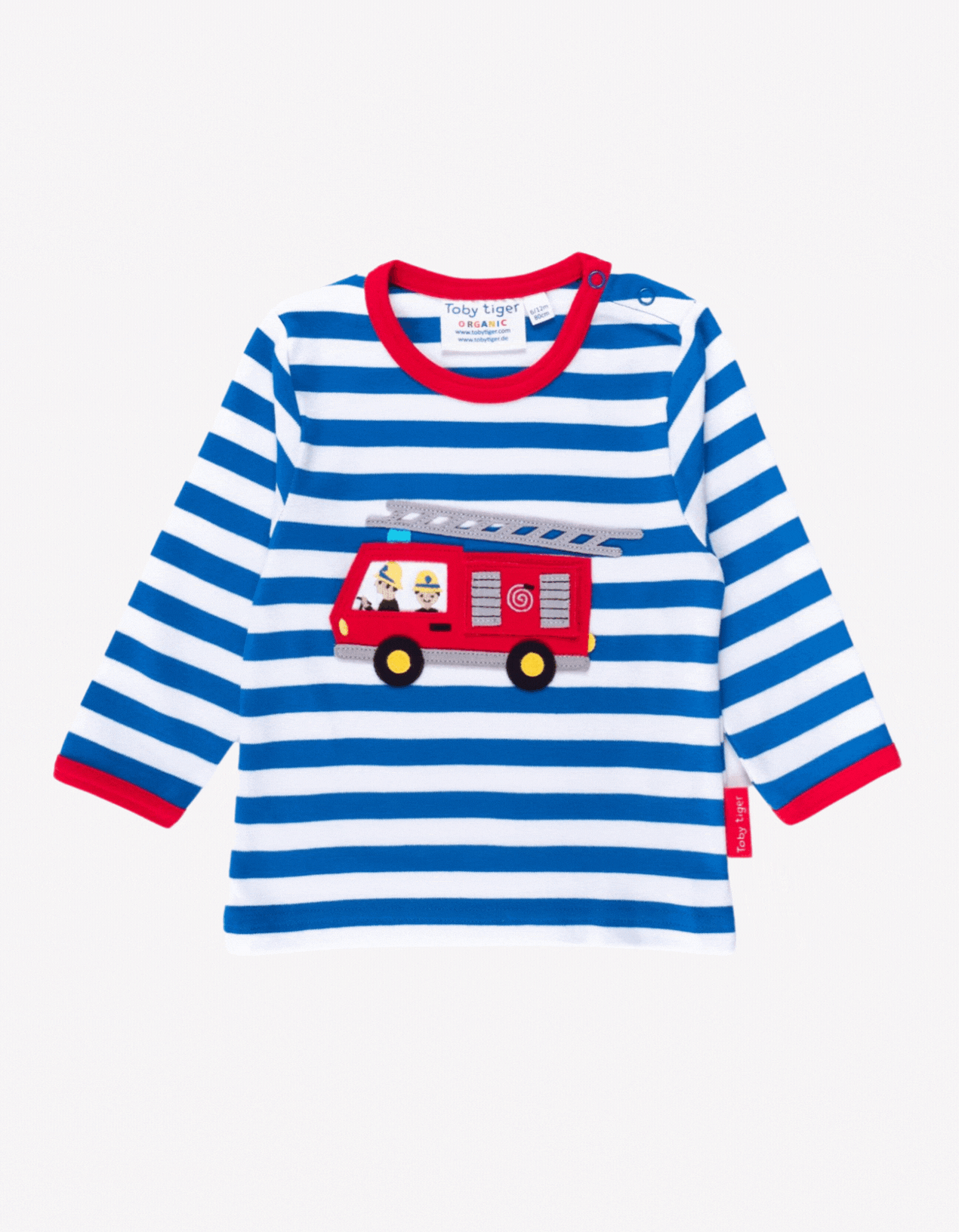 Bio Baumwoll-Langarmshirt mit Feuerwehrauto Applikationen