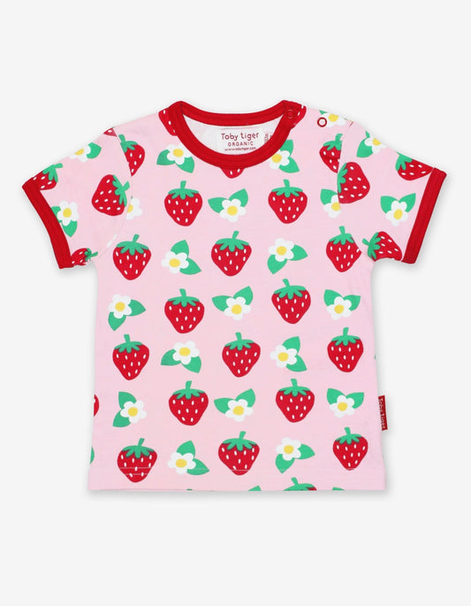 T-Shirt aus Bio Baumwolle mit Erdbeeren Print - Toby Tiger GmbH